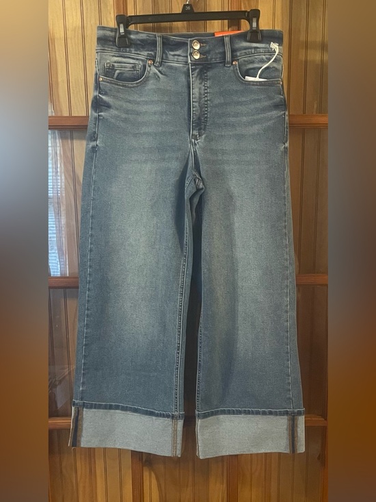 Denim - Wide Leg Crop Cuffed Blue Jeans